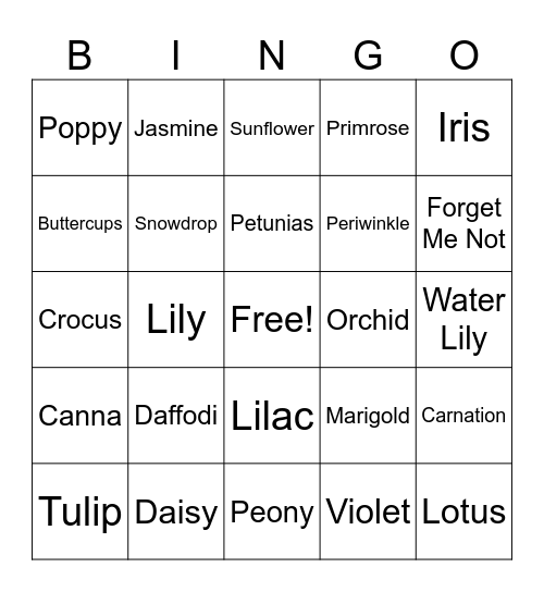 April Showers Bring May Flowers Bingo Card