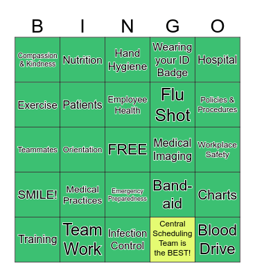 2026 Hospital Week Bingo Card