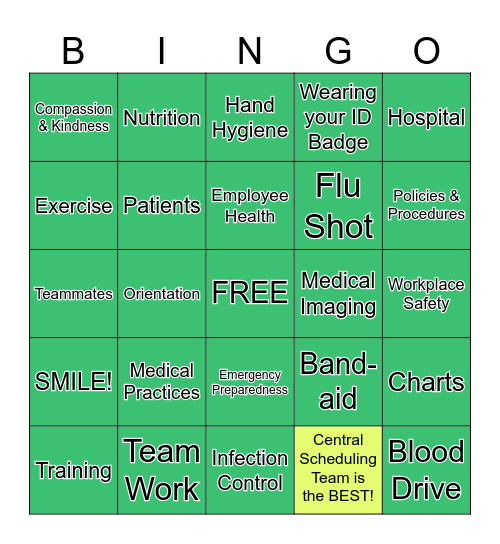 2026 Hospital Week Bingo Card
