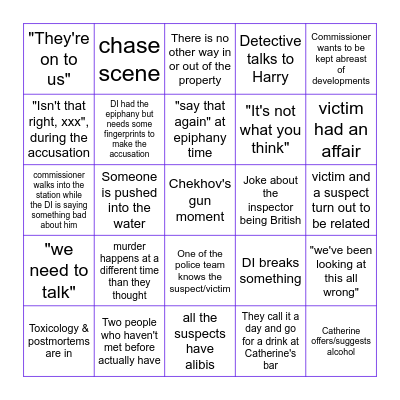 Death In Paradise Bingo Card