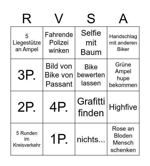 R vs A Bingo Card