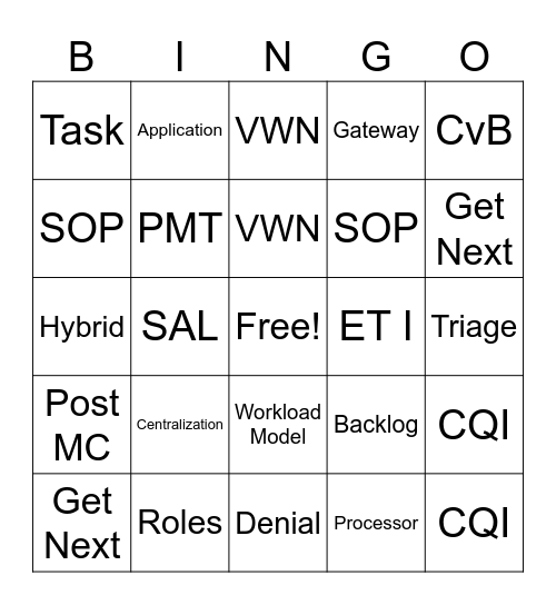UPWARD 2.0 Bingo Card