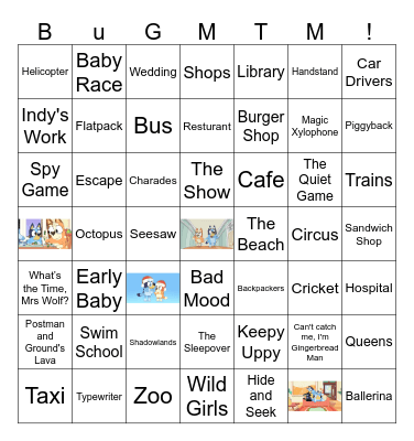 Ultimate Bluey Games Bingo Card