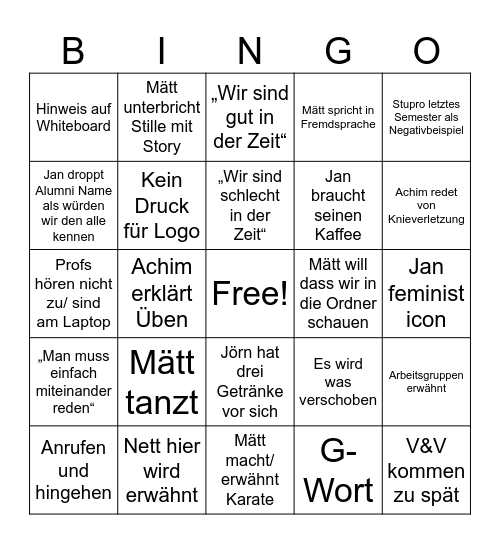 Weekly Bingo Card