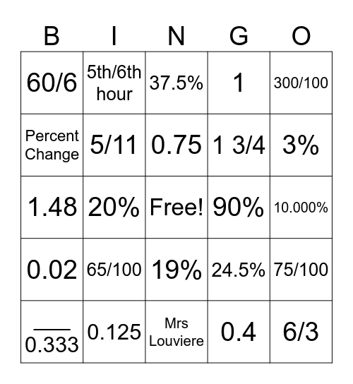 Conversion Bingo Card