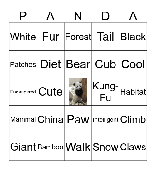 Panda Bingo Card