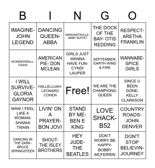 FIDDLER'S SING A LONG Bingo Card