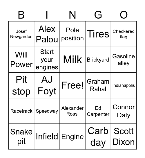 Bangs Labs Race Week Bingo Card