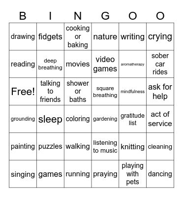 COPING SKILLS Bingo Card