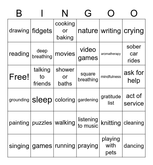 COPING SKILLS Bingo Card