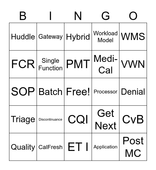 UPWARD 2.0 Bingo Card