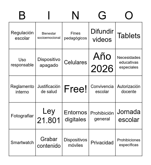 Bingo convivencia escolar Bingo Card