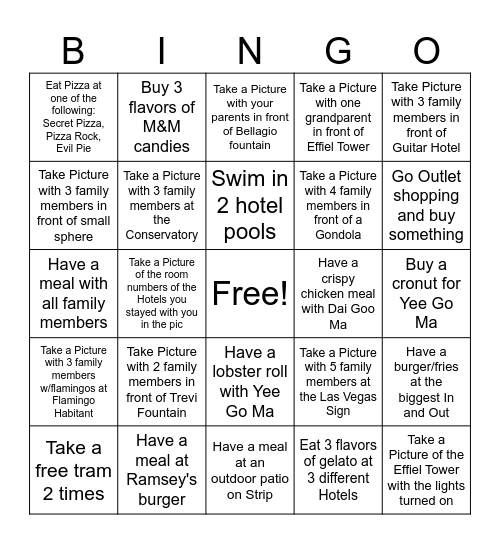 Las Vegas 2026 Bingo Card