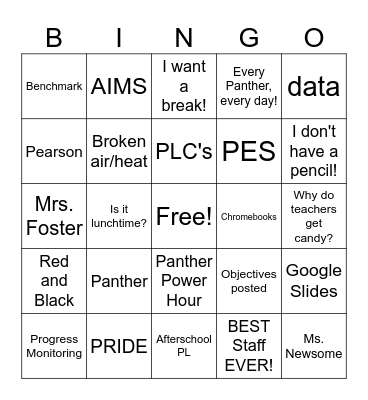 Perrymont BINGO Card