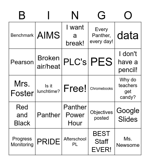 Perrymont BINGO Card