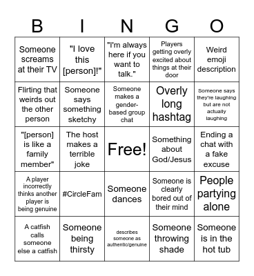 The Circle Bingo Card