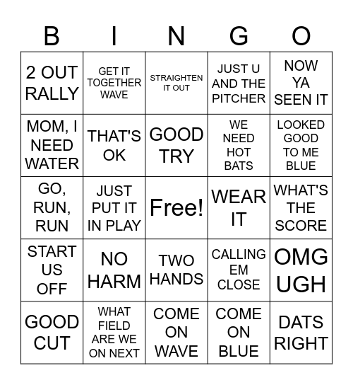 WAVE BASEBALL BINGO Card