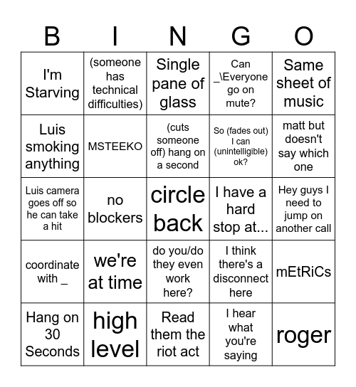 Sprint Bingo Card