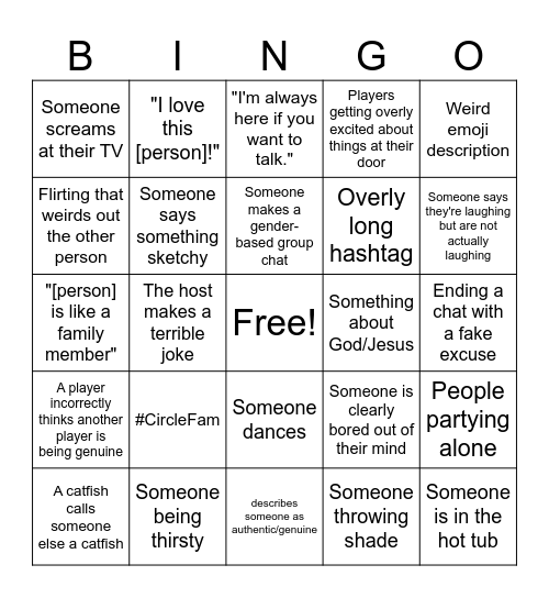 The Circle Bingo Card