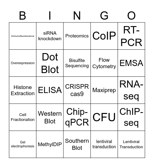 Lieberman Lab Bingo Card