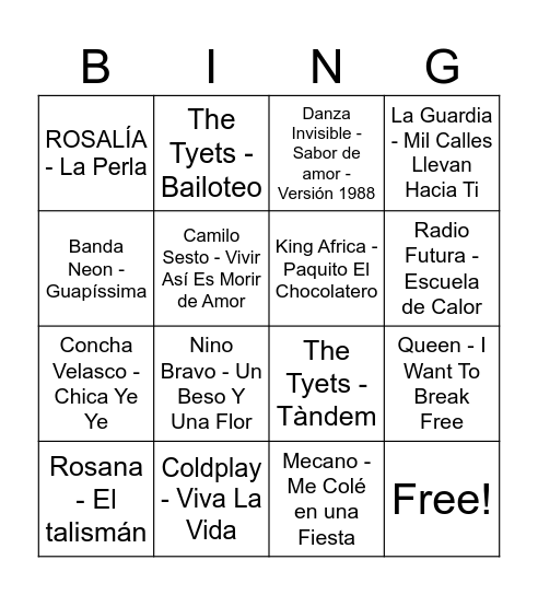 Bingo musical. FM 2026 Bingo Card