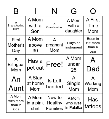 Find a Friend Bingo Card