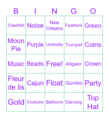 Mardi Gras Bingo Card