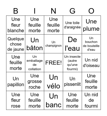 Bingo Nature Bingo Card