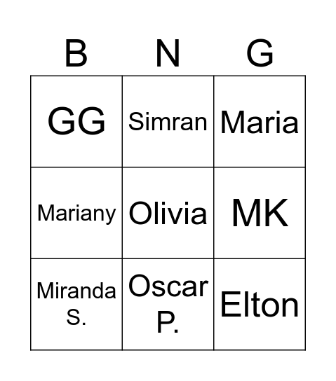 Valborg IB19 Bingo Card