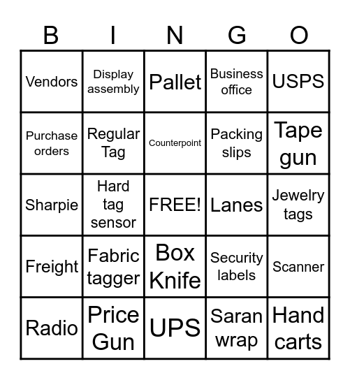 Warehouse Daily Bingo Card