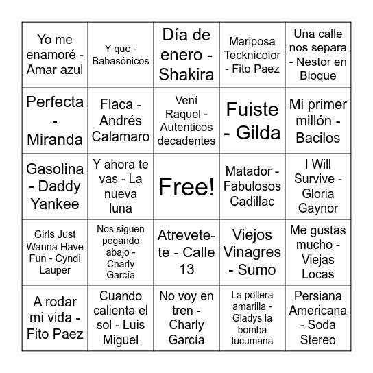 BINGO MUSICAL ♪ Bingo Card