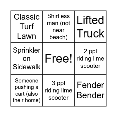 Kelowna Bingo Card