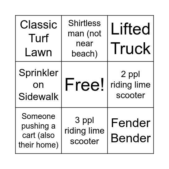 Kelowna Bingo Card