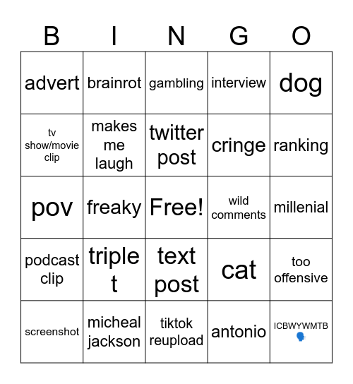 Instagram reels bingo Card