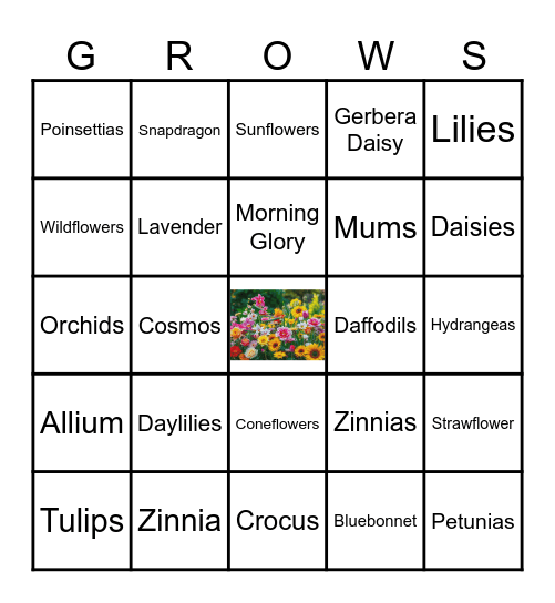 Flower Power Bingo Card