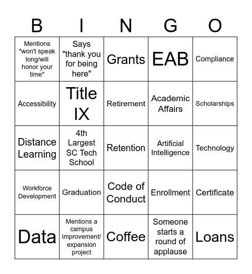 Professional Development Bingo Card