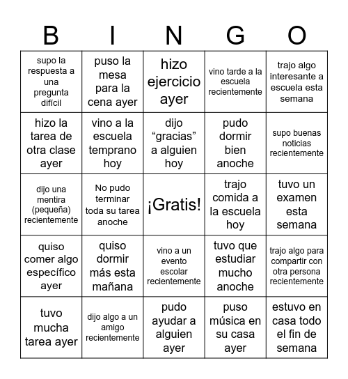 Encontrar a alguien que... Bingo Card