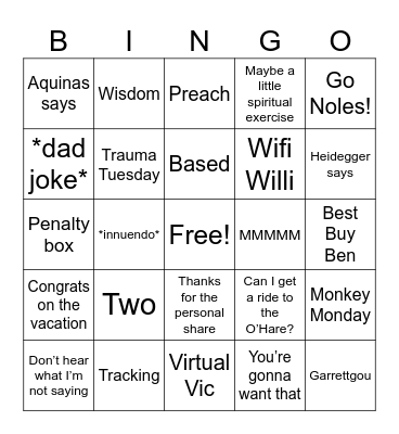 C1 Bingo Card
