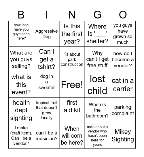 Market Trailer BINGO Card