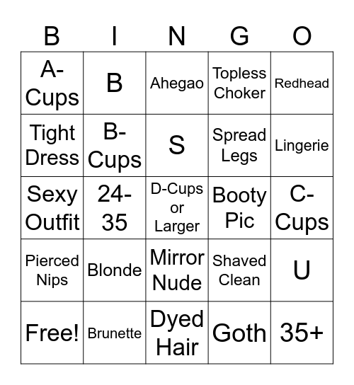 Nude Bingo Card