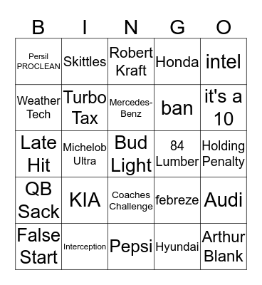 2017 SUPER BOWL LI Bingo Card