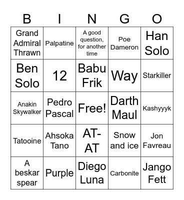 Star Wars Day 2026 Bingo Card