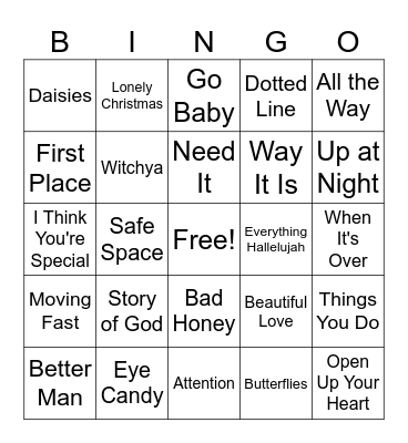 Bieber Fever Round 1 Bingo Card