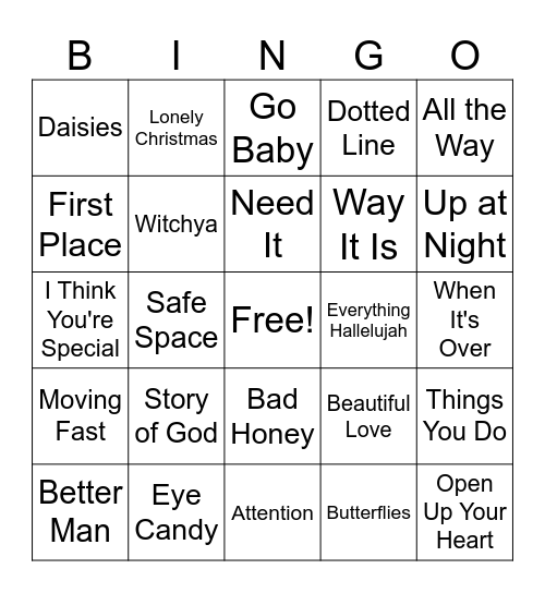 Bieber Fever Round 1 Bingo Card
