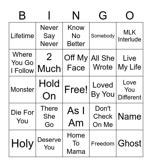 Bieber Fever Round 2 Bingo Card