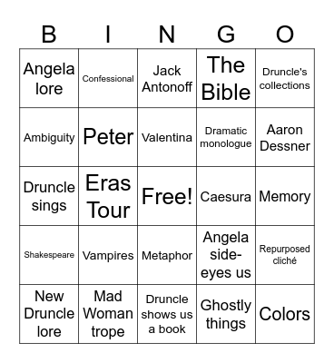 TS & TS Bingo Card