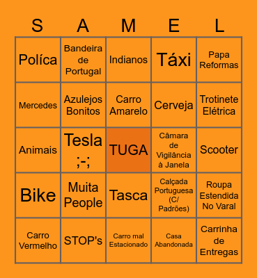 Street TUGA Bingo Card