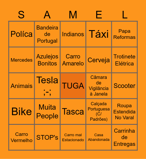 Street TUGA Bingo Card