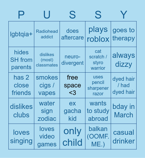 Alex's bingo !!!! Bingo Card