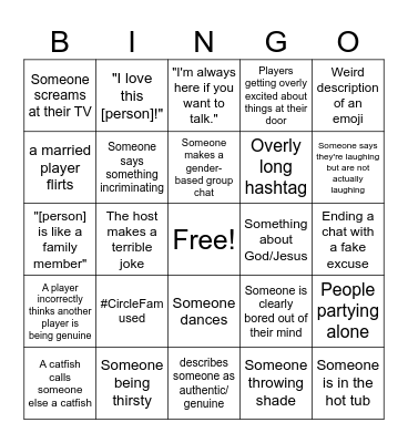 The Circle Bingo Card